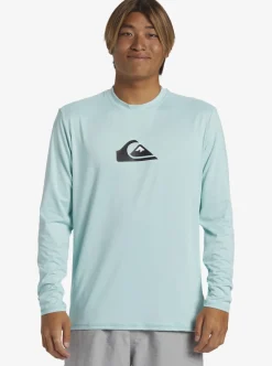 Sale Quiksilver Solid Streak Long Sleeve Upf 50 Surf Tee Pastel Turquoise
