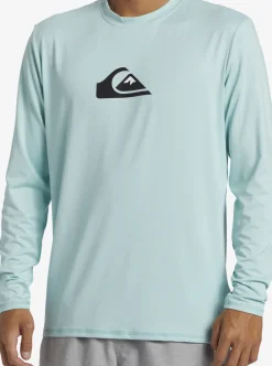 Sale Quiksilver Solid Streak Long Sleeve Upf 50 Surf Tee Pastel Turquoise