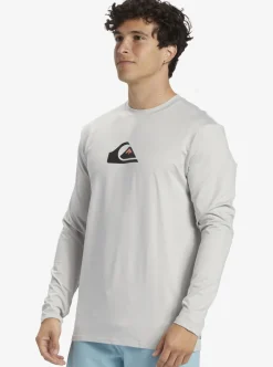 Best Quiksilver Solid Streak Long Sleeve Upf 50 Surf Tee Gray Violet