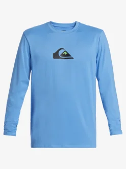 Fashion Quiksilver Solid Streak Long Sleeve Upf 50 Surf Tee Azure Blue