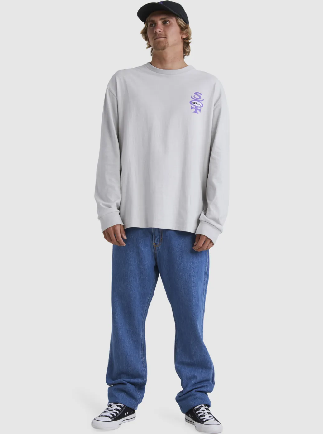 Best Quiksilver Stretch Long Sleeve T-Shirt Gray Violet