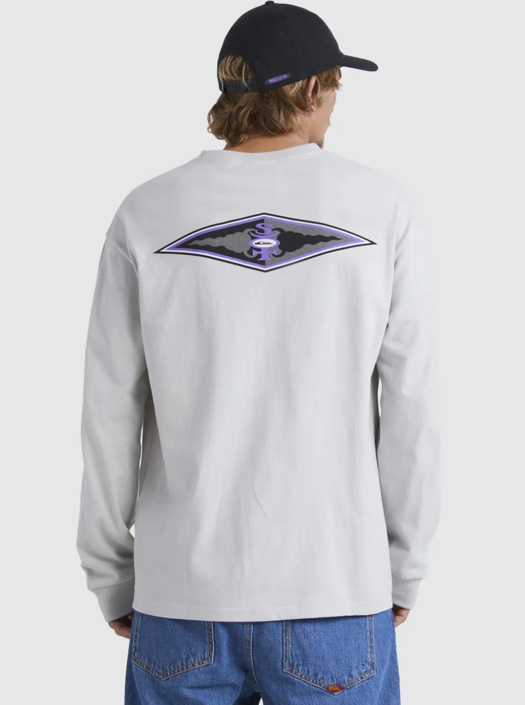 Best Quiksilver Stretch Long Sleeve T-Shirt Gray Violet