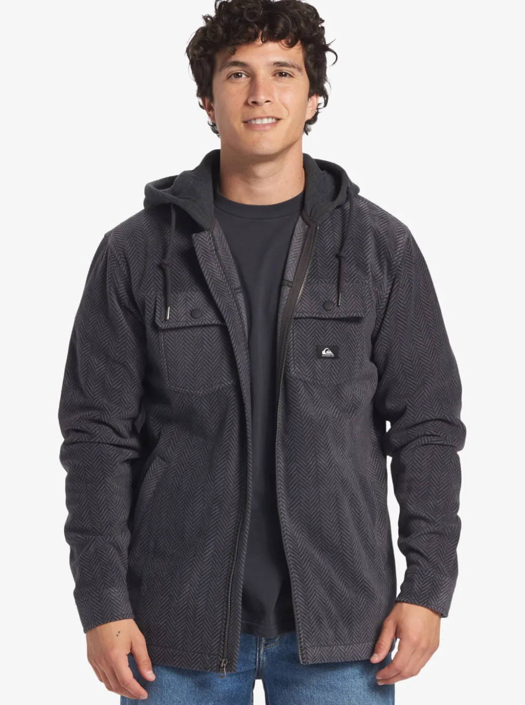 Shop Quiksilver Super Swell Zip-Up Hoodie Black Super Swell