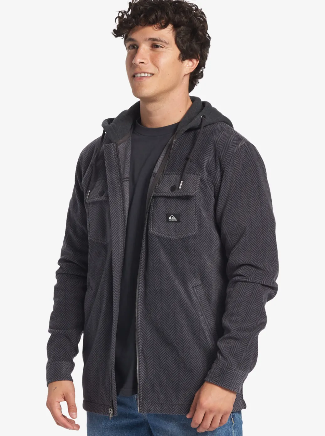 Shop Quiksilver Super Swell Zip-Up Hoodie Black Super Swell