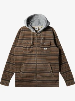 Sale Quiksilver Super Swell Zip-Up Hoodie Major Brown Super Swell Plaid