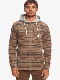 Sale Quiksilver Super Swell Zip-Up Hoodie Major Brown Super Swell Plaid