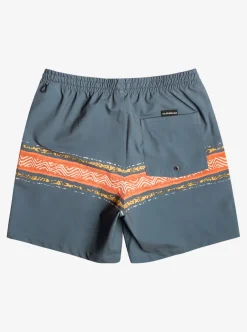 Discount Quiksilver Surfsilk Mesa Stripe 17" Volleys Dark Slate