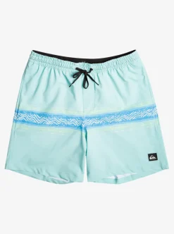 Sale Quiksilver Surfsilk Mesa Stripe 17" Volleys Pastel Turquoise