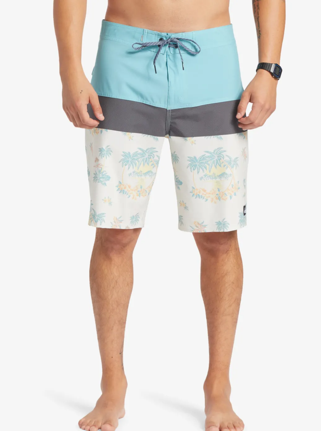 Discount Quiksilver Surfsilk Panel 20" Boardshorts Snow White Palm Spritz