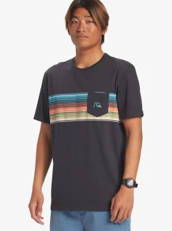 Clearance Quiksilver Swell Vision Stripe Pocket T-Shirt Tarmac