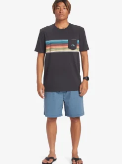 Clearance Quiksilver Swell Vision Stripe Pocket T-Shirt Tarmac