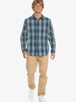Store Quiksilver Swinton Long Sleeve Shirt Navy Blazer Swinton