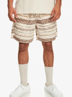 Shop Quiksilver Taxer Print Elastic Waist Shorts Birch Playa Mesa