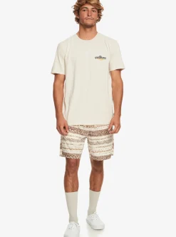 Shop Quiksilver Taxer Print Elastic Waist Shorts Birch Playa Mesa