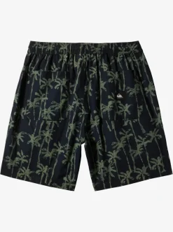 Store Quiksilver Taxer Print Elastic Waist Shorts Laurel Wreath Painted Palms