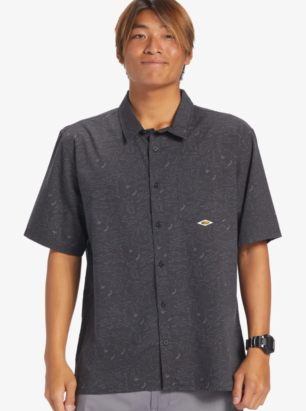 Best Sale Quiksilver The Saturn Short Sleeve Shirt Tarmac Tribal Floral