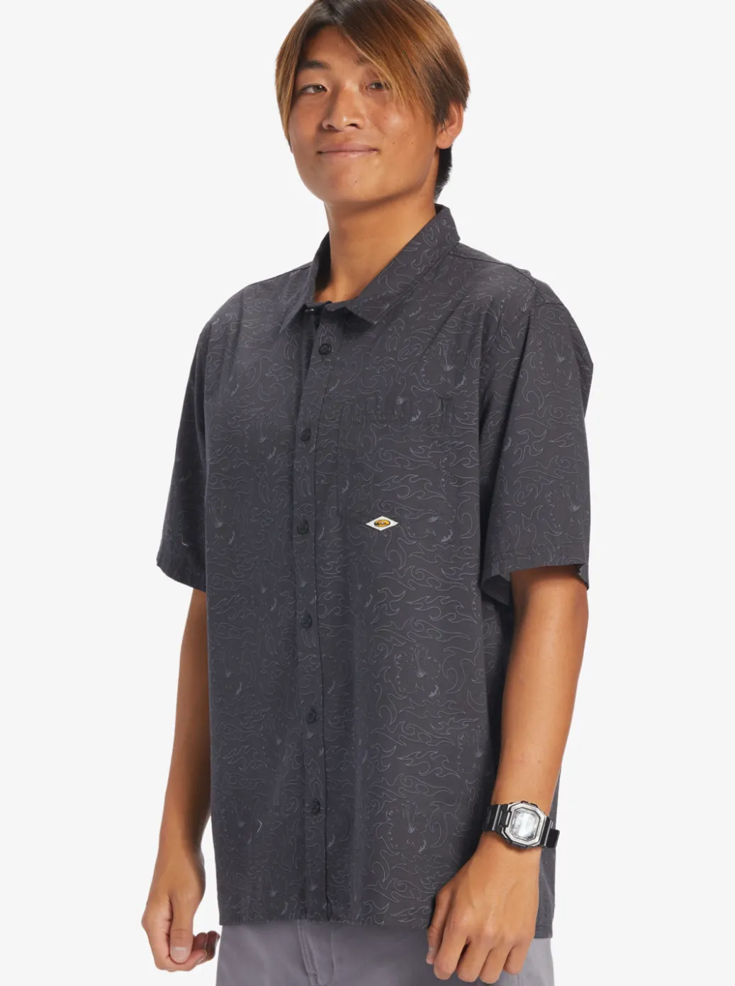 Best Sale Quiksilver The Saturn Short Sleeve Shirt Tarmac Tribal Floral