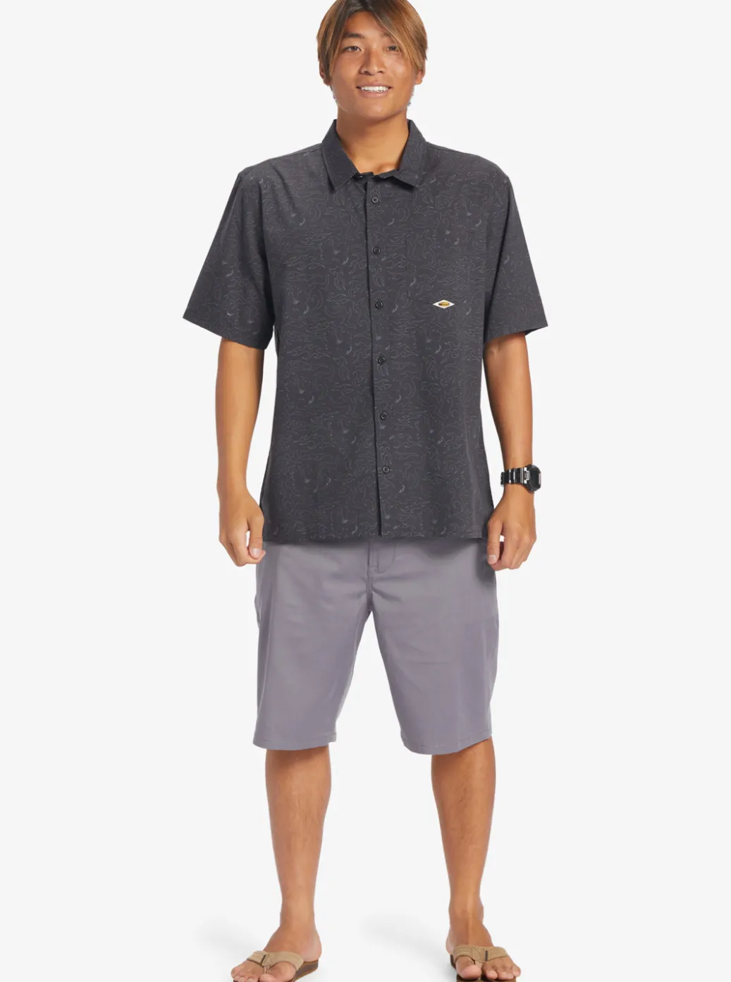 Best Sale Quiksilver The Saturn Short Sleeve Shirt Tarmac Tribal Floral
