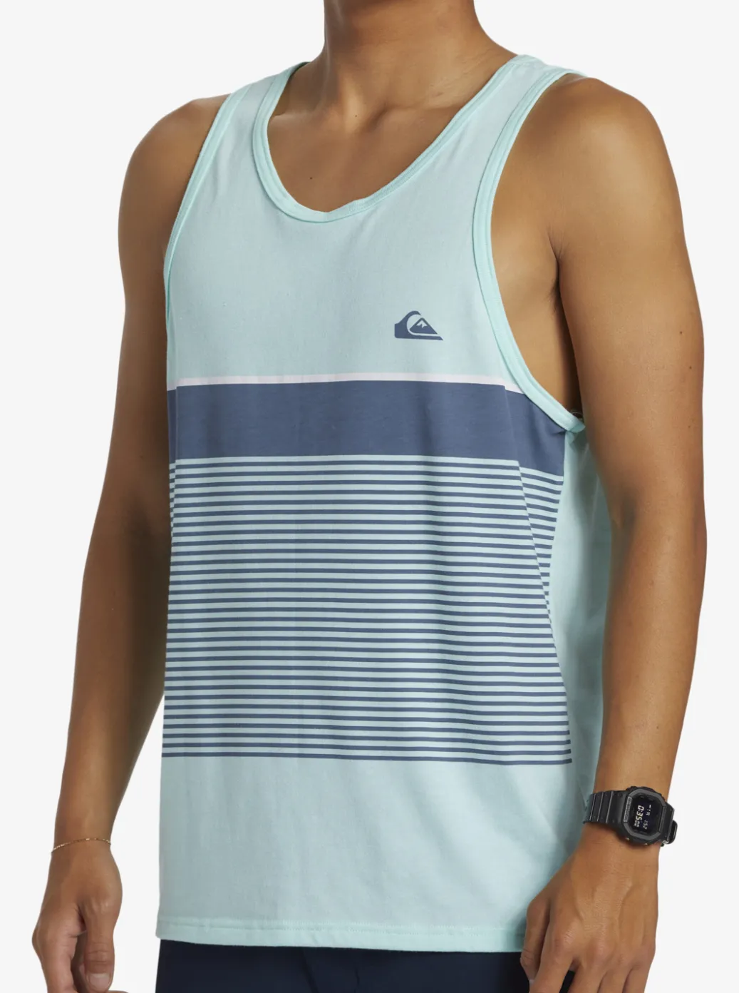 Hot Quiksilver Tijuana Stripe Tank Top Beach Glass Heather