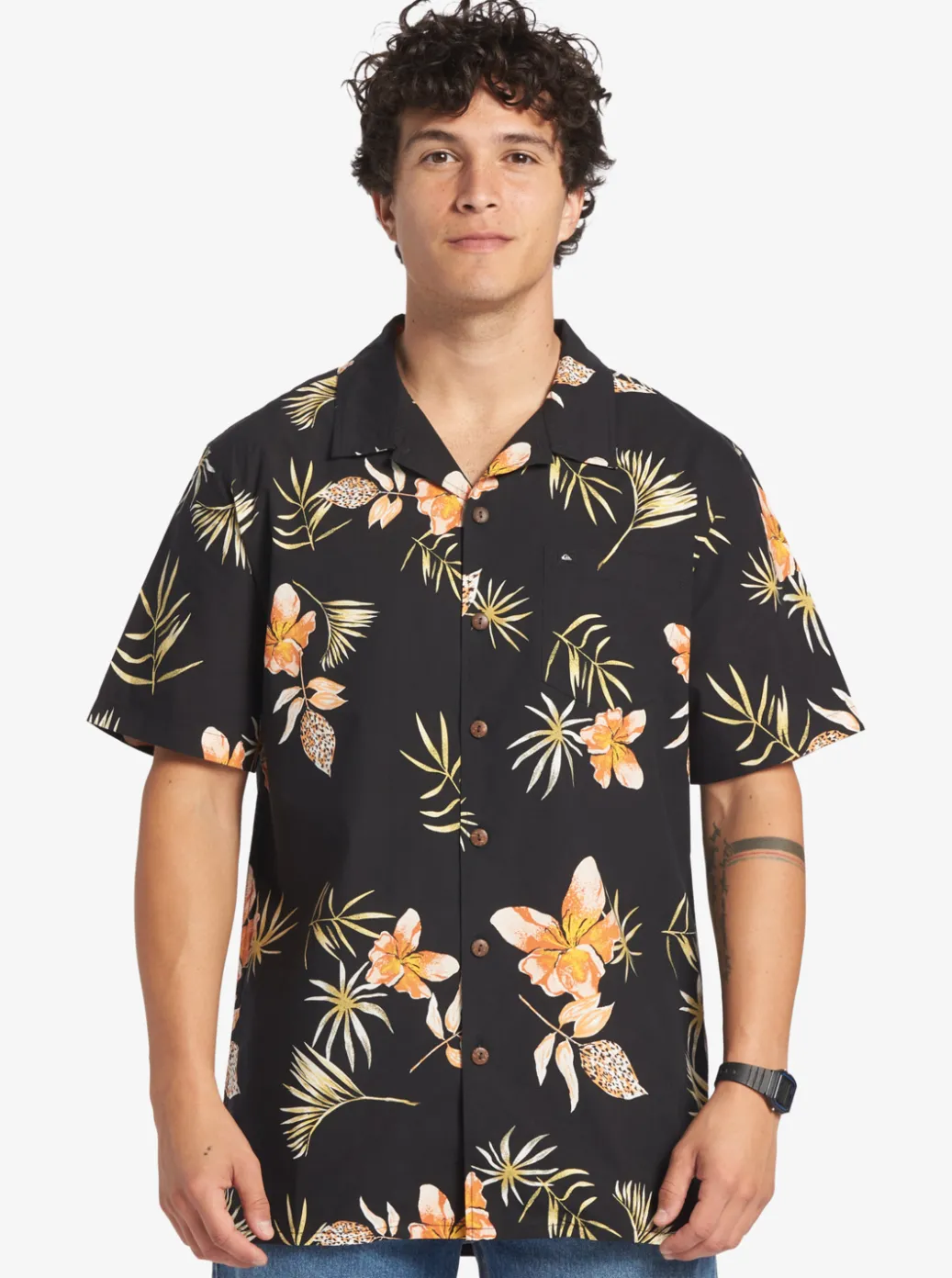 Online Quiksilver Tropical Floral Short Sleeve Woven Shirt Black Tropical Floral Ss