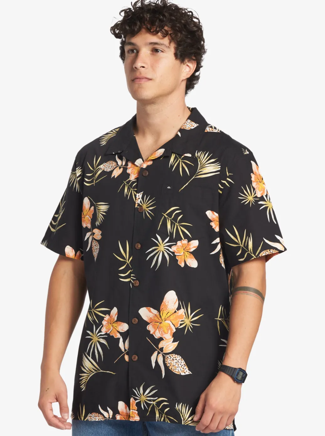Online Quiksilver Tropical Floral Short Sleeve Woven Shirt Black Tropical Floral Ss