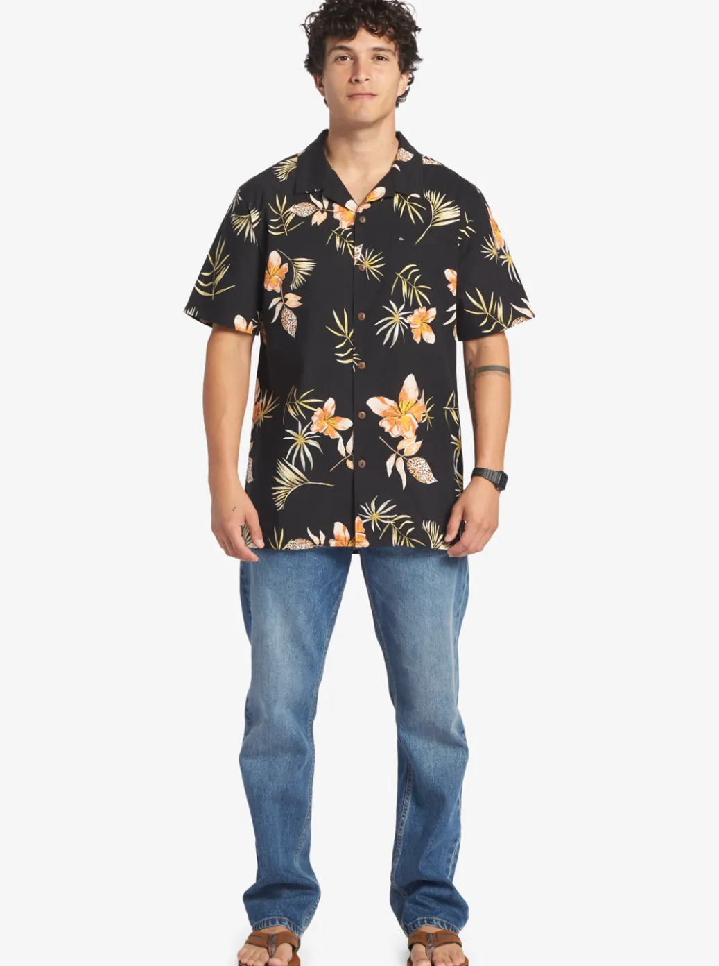 Online Quiksilver Tropical Floral Short Sleeve Woven Shirt Black Tropical Floral Ss