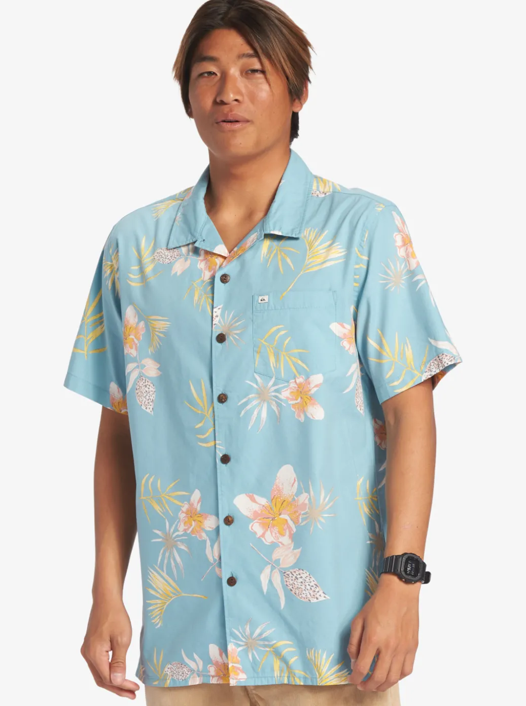 Cheap Quiksilver Tropical Floral Short Sleeve Woven Shirt Reef Waters Tropical Floral Ss
