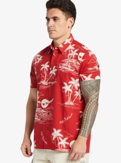 Discount Quiksilver Waterman Ahi Holiday Woven Shirt Ahi Holiday Aura Orange