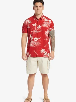 Discount Quiksilver Waterman Ahi Holiday Woven Shirt Ahi Holiday Aura Orange