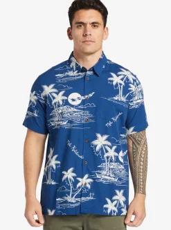 Discount Quiksilver Waterman Ahi Holiday Woven Shirt Ahi Holiday Estate Blue