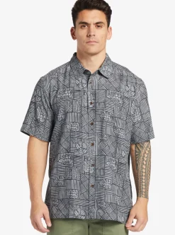 Flash Sale Quiksilver Waterman Amazed Palm Woven Shirt Black Amazed Palm