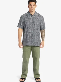 Flash Sale Quiksilver Waterman Amazed Palm Woven Shirt Black Amazed Palm