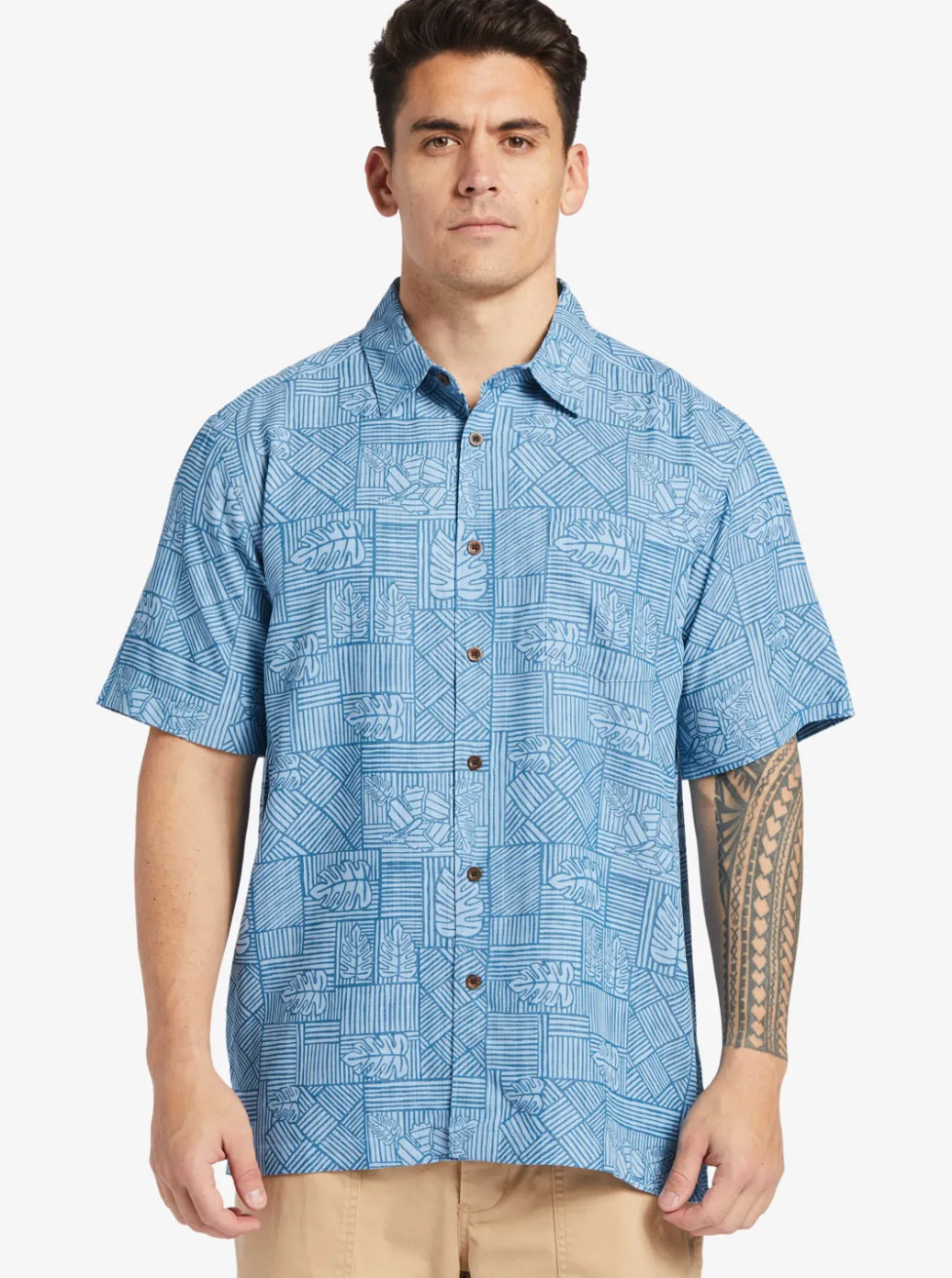Sale Quiksilver Waterman Amazed Palm Woven Shirt Seaport Amazed Palm