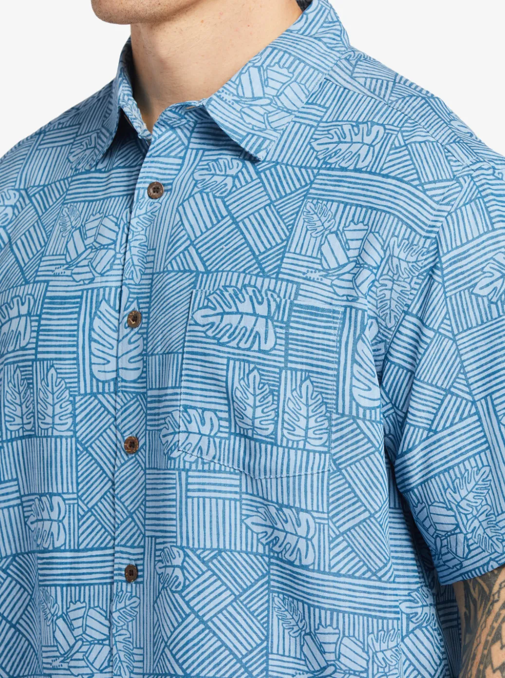 Sale Quiksilver Waterman Amazed Palm Woven Shirt Seaport Amazed Palm