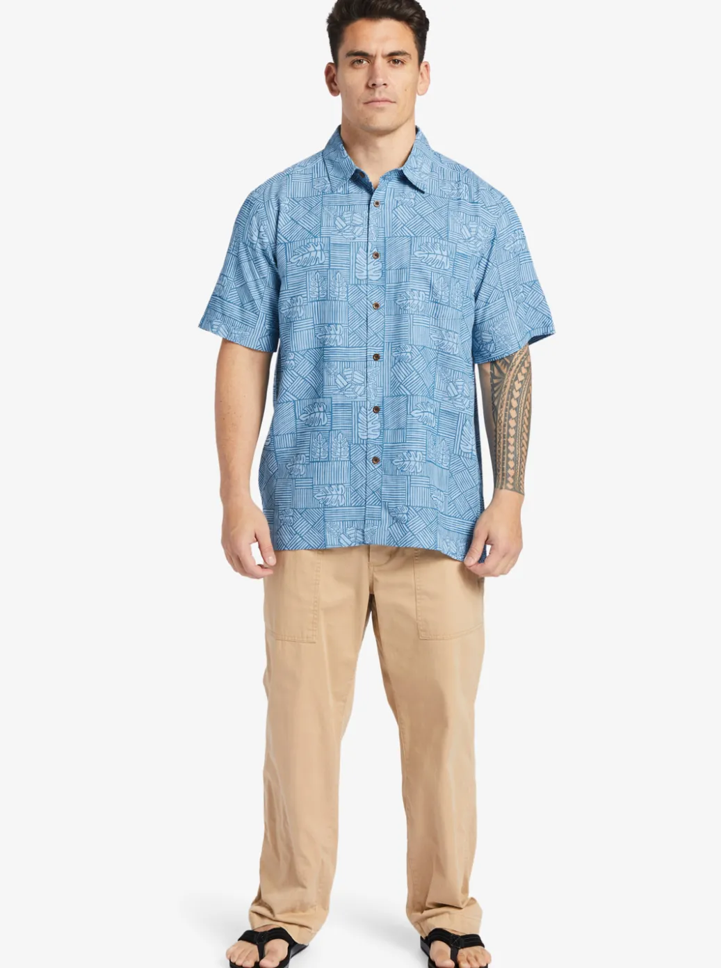 Sale Quiksilver Waterman Amazed Palm Woven Shirt Seaport Amazed Palm