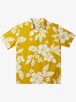 Online Quiksilver Waterman Aqua Flower Short Sleeve Shirt Oil Yeallow Aqua Flowers