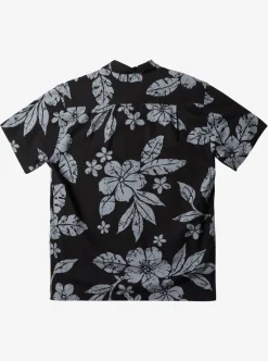 Clearance Quiksilver Waterman Aqua Flower Short Sleeve Shirt Black Aqua Flowers