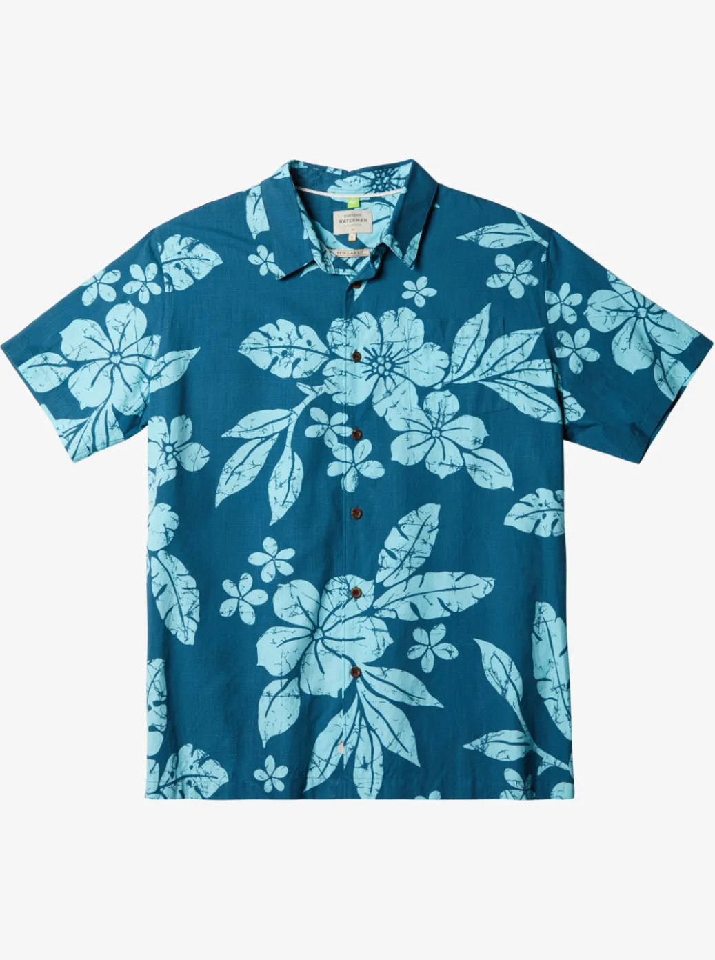 Clearance Quiksilver Waterman Aqua Flower Short Sleeve Shirt Seaport Aqua Flowers