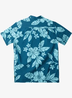 Clearance Quiksilver Waterman Aqua Flower Short Sleeve Shirt Seaport Aqua Flowers