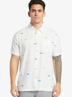 Sale Quiksilver Waterman Big Pond Woven Shirt Big Pond White