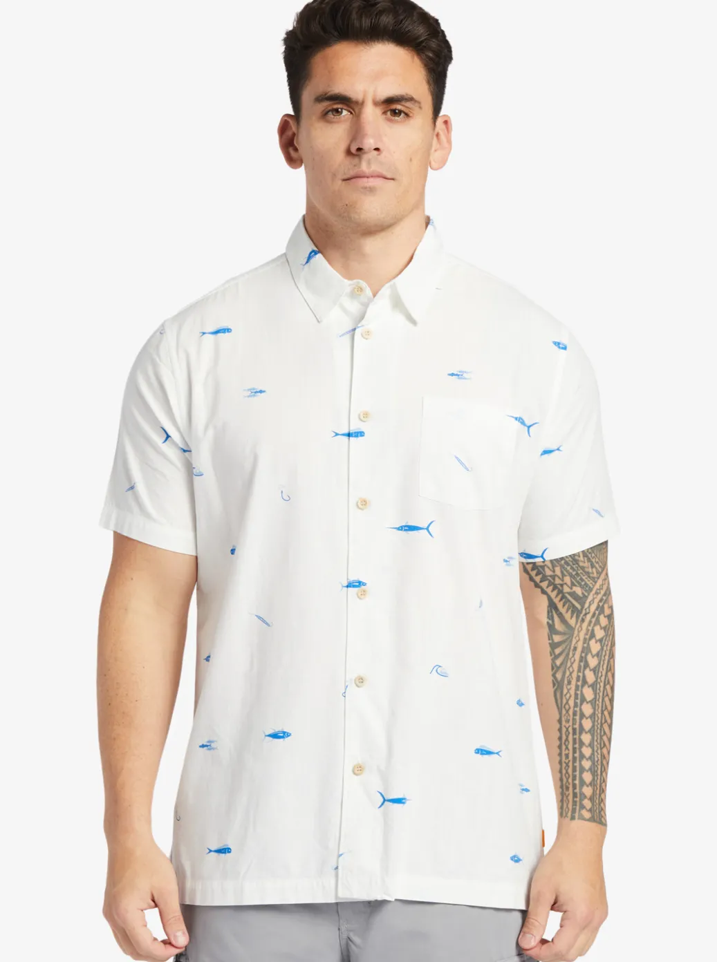 Sale Quiksilver Waterman Big Pond Woven Shirt Big Pond White