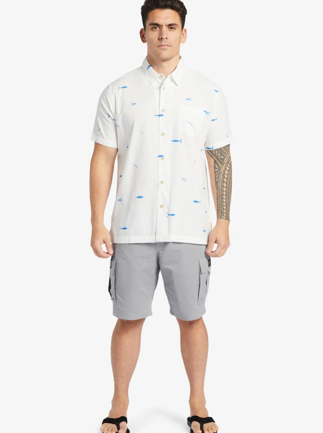 Sale Quiksilver Waterman Big Pond Woven Shirt Big Pond White