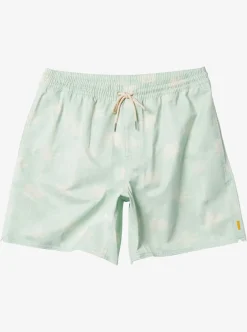 Cheap Quiksilver Waterman Cliffside 17" Elastic Waist Shorts Subtle Green Amazed Palm