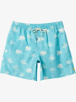 Sale Quiksilver Waterman Cliffside 17" Elastic Waist Shorts Scuba Blue Amazed Palm