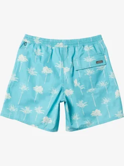 Sale Quiksilver Waterman Cliffside 17" Elastic Waist Shorts Scuba Blue Amazed Palm