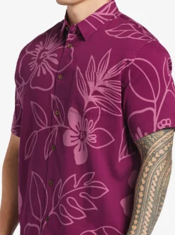 Clearance Quiksilver Waterman Cruise Town Woven Shirt Magenta Cruise Town