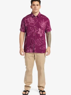 Clearance Quiksilver Waterman Cruise Town Woven Shirt Magenta Cruise Town