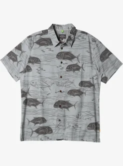 Fashion Quiksilver Waterman Dive Sites Woven Shirt Harbor Mist Dive Sites