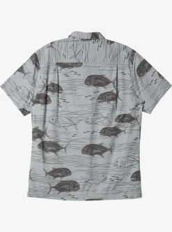 Fashion Quiksilver Waterman Dive Sites Woven Shirt Harbor Mist Dive Sites