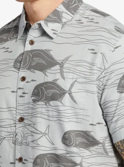 Fashion Quiksilver Waterman Dive Sites Woven Shirt Harbor Mist Dive Sites